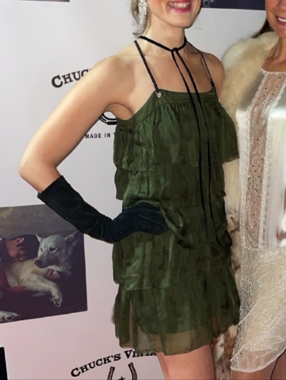 Olive Green Tiered Ruffle SILK Maxi Dress
